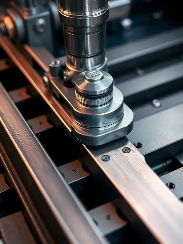 A detailed close-up image of the precision engineering of a 7x RTU's track and guidance system, highlighting the smooth and accurate movement it provides.